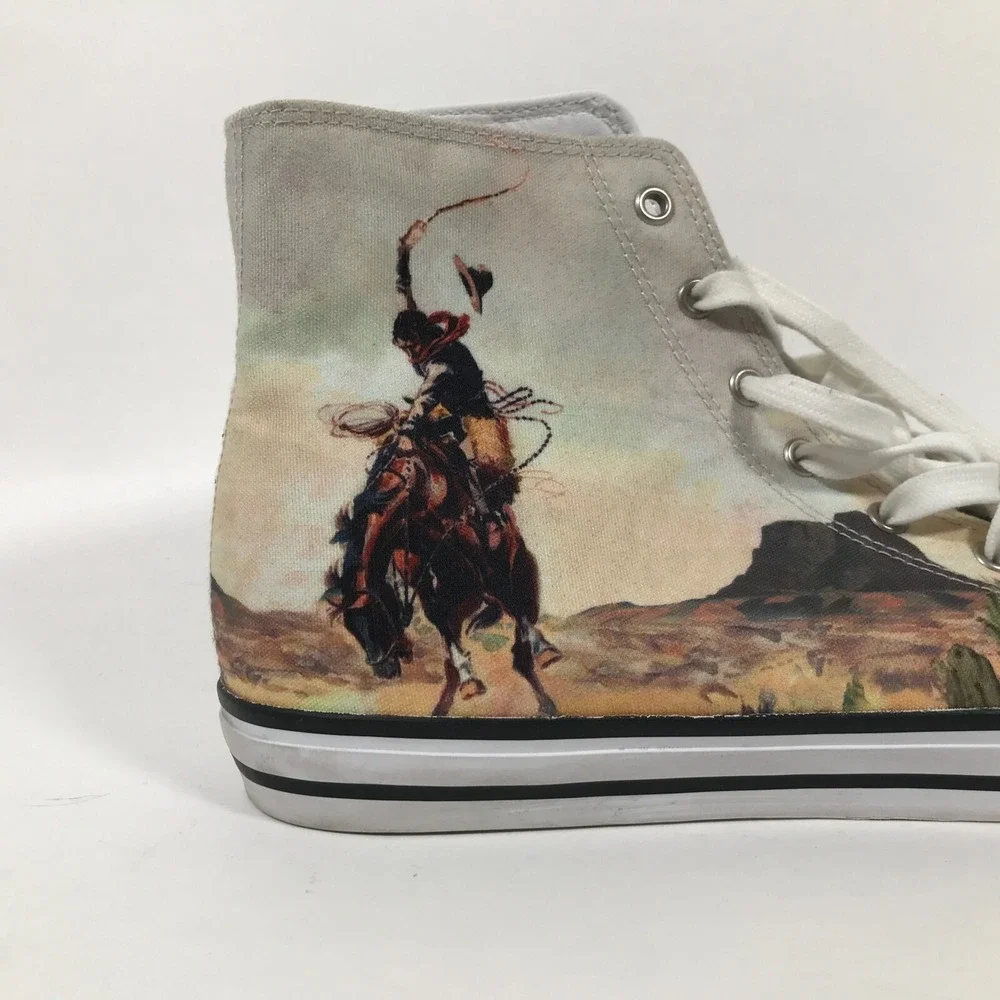 Rodeo Cowboy Scenic Canvas High Top Lace-Up Shoes M/W US 10 UK 8/8 EU 42/41